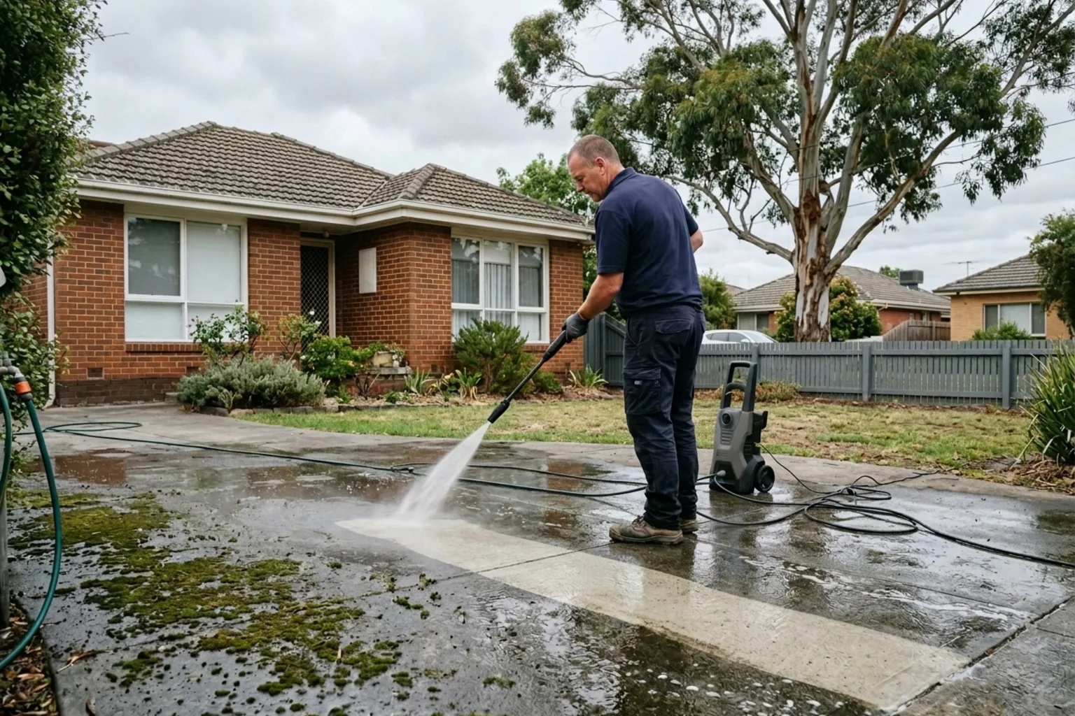 Pressure washing a driveway: what comes off, what stays, and the bit near the drain